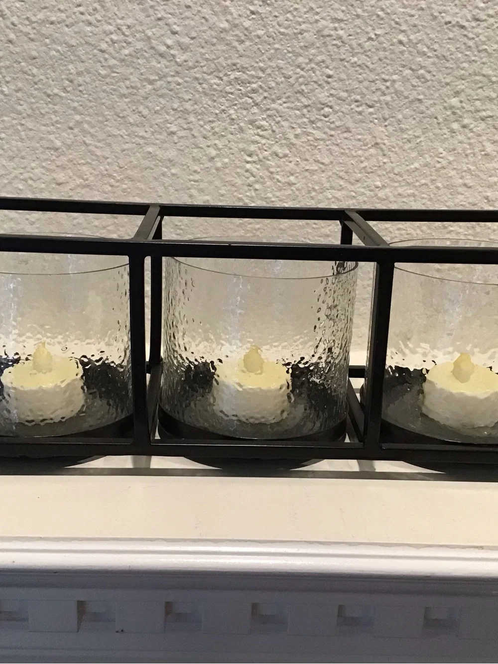 Triple tempered Glass Candle Holder in Black Frame